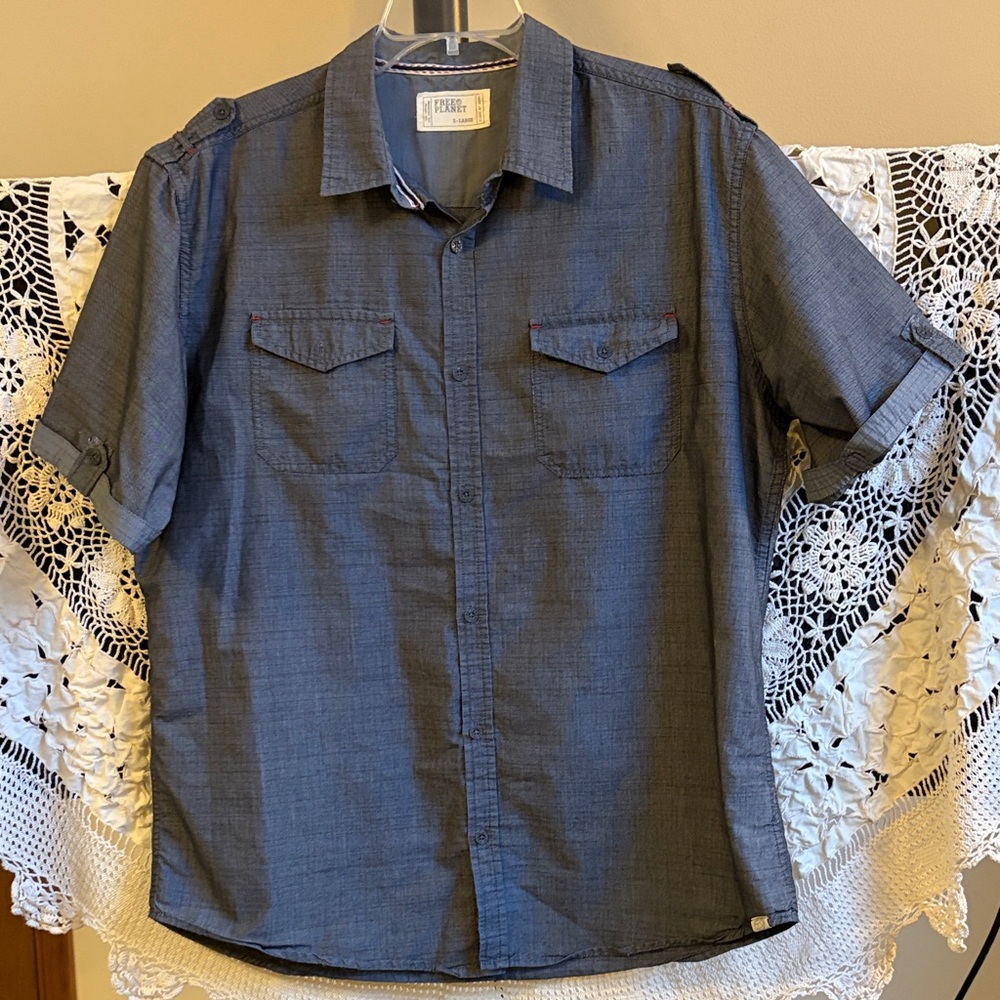 Free Planet Men's Grey  Short Sleeve Shirt Size XL NWOT